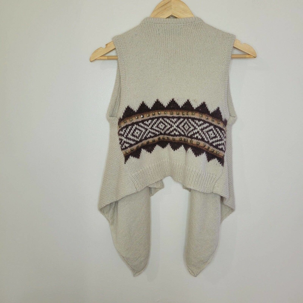 Eternal Sunshine Creations Cardigan Vest Womens Medium Beige Mohair Southwest View 5